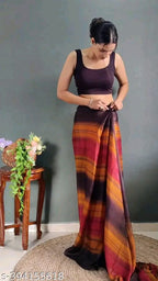 SM Women Chiffon Ready to Wear Saree with Black Blouse