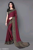 Women Chiffon Solid Saree with Matching Blouse