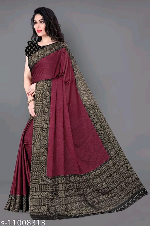 Women Chiffon Solid Saree with Matching Blouse