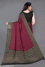Women Chiffon Solid Saree with Matching Blouse