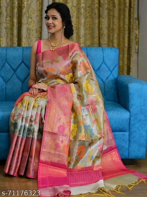 SM Women Tissue Zari Woven Saree