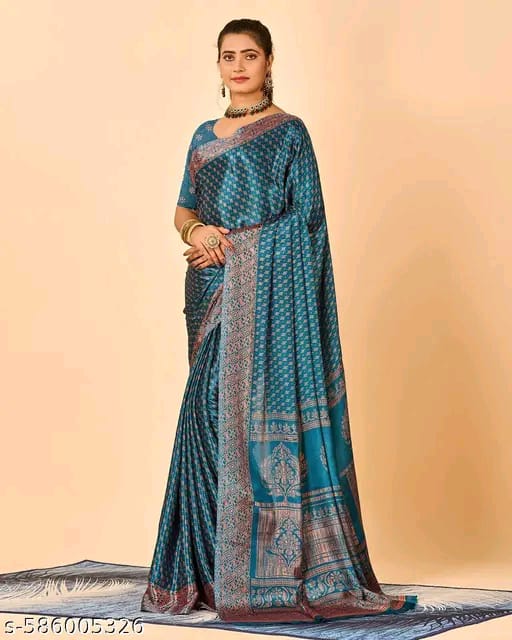 SM Women Crepe Saree with Running Blouse