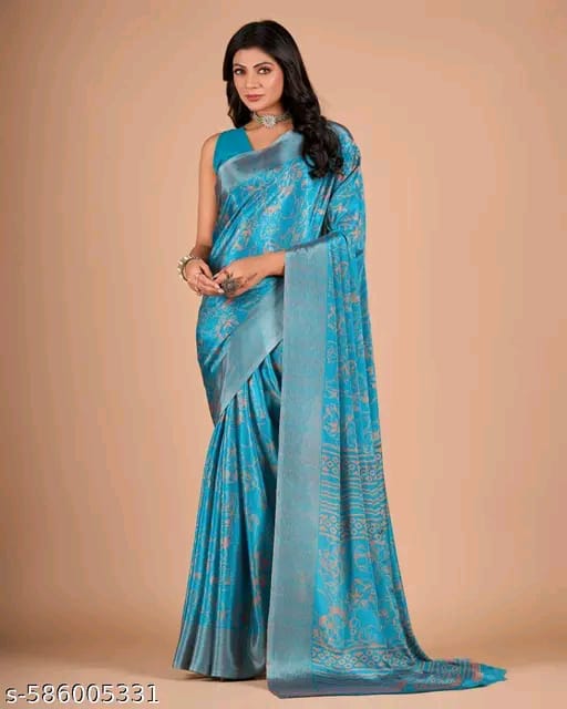 SM Women Crepe Saree with Running Blouse