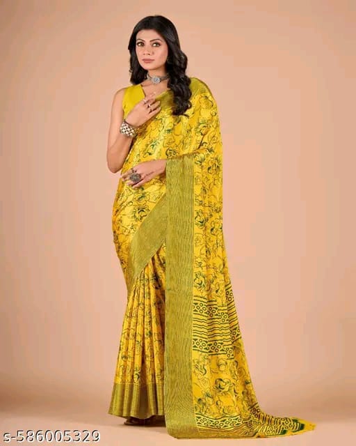 SM Women Crepe Saree with Running Blouse