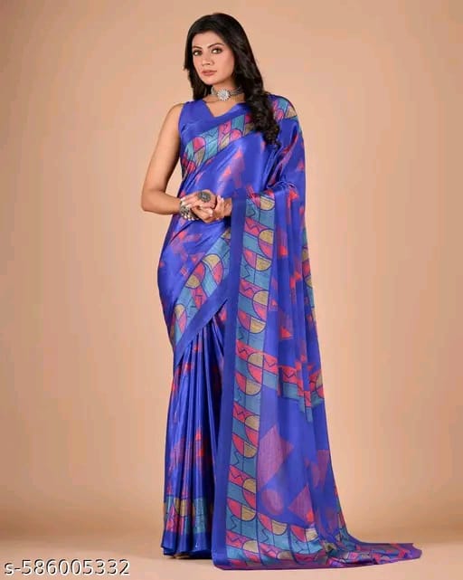 SM Women Crepe Saree with Running Blouse