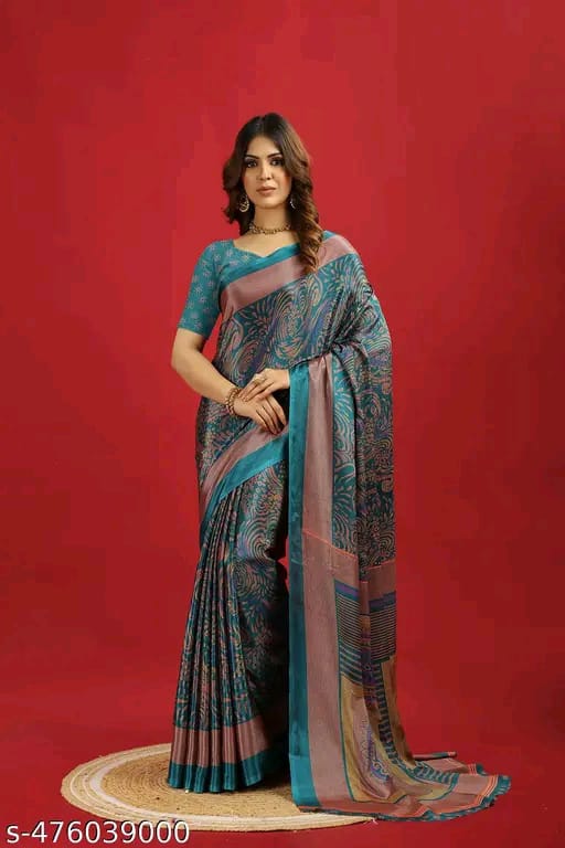 SM Women Crepe Saree with Running Blouse