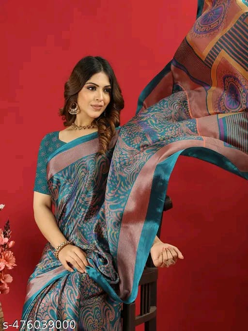 SM Women Crepe Saree with Running Blouse