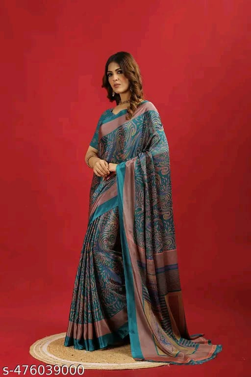 SM Women Crepe Saree with Running Blouse