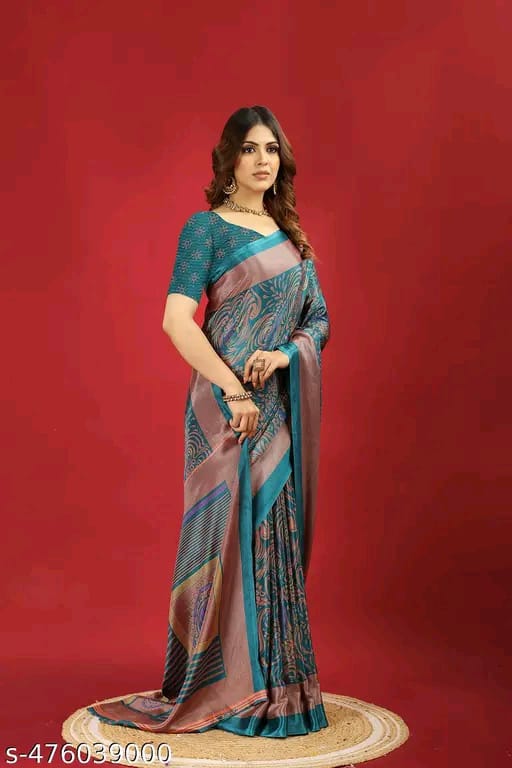 SM Women Crepe Saree with Running Blouse