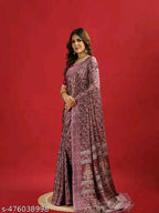 SM Women Crepe Saree with Running Blouse