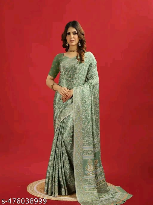 SM Women Crepe Saree with Running Blouse