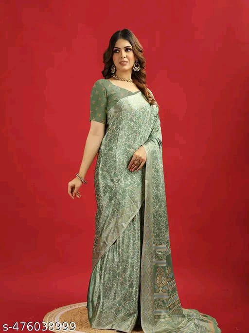 SM Women Crepe Saree with Running Blouse