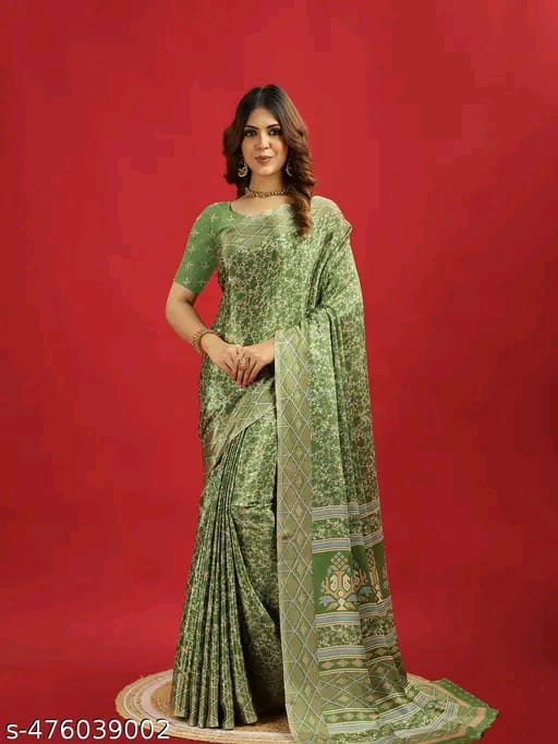 SM Women Crepe Saree with Running Blouse