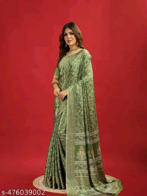 SM Women Crepe Saree with Running Blouse