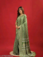 SM Women Crepe Saree with Running Blouse