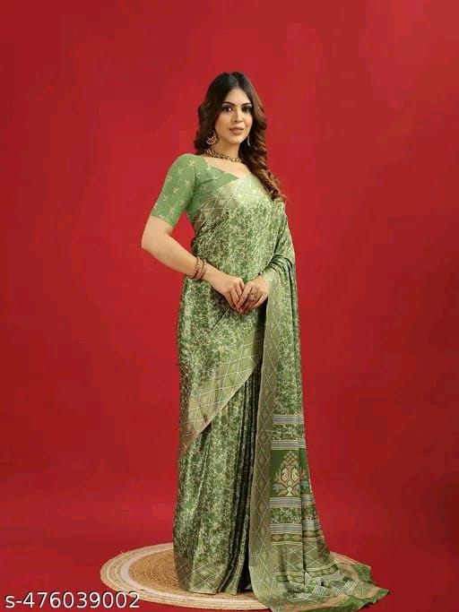 SM Women Crepe Saree with Running Blouse