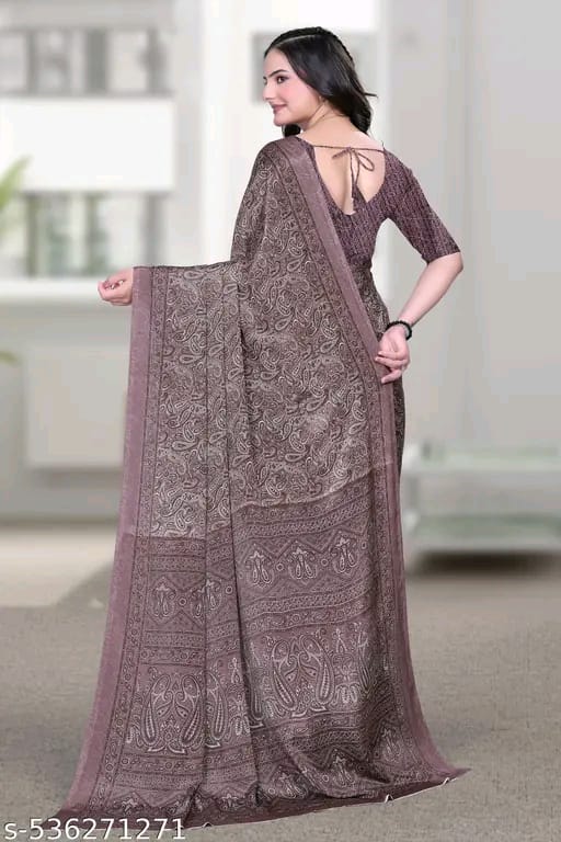 SM Women Crepe Printed Saree