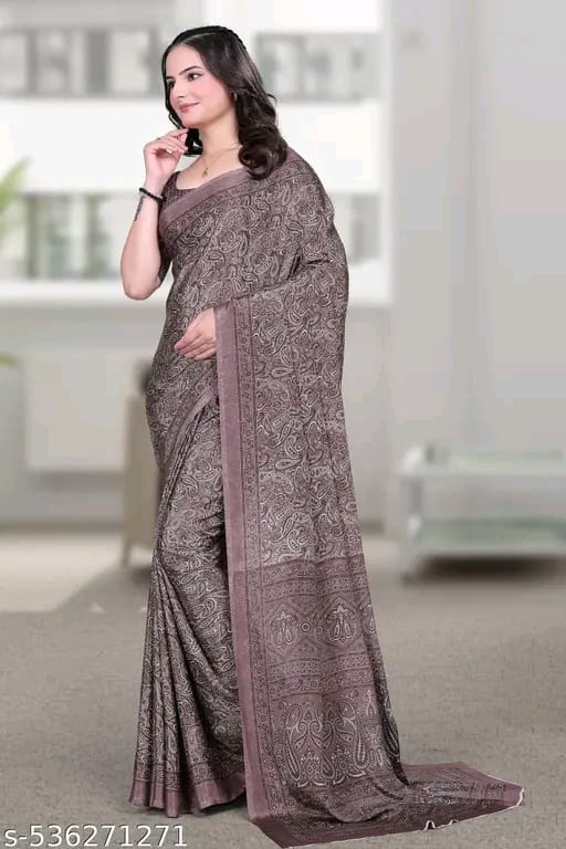 SM Women Crepe Printed Saree