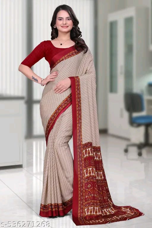 SM Women Crepe Printed Saree