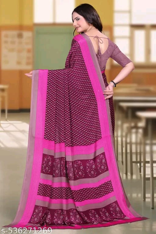 SM Women Crepe Printed Saree