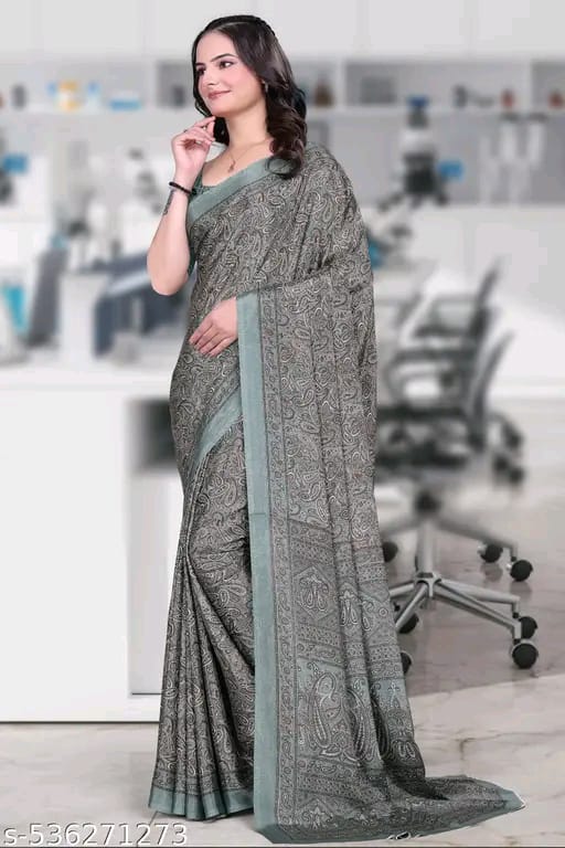 SM Women Crepe Printed Saree