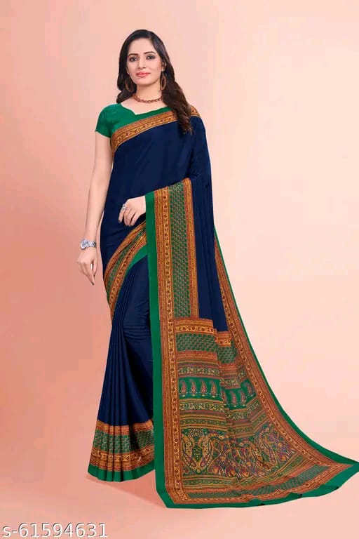 SM Women Crepe Solid Saree