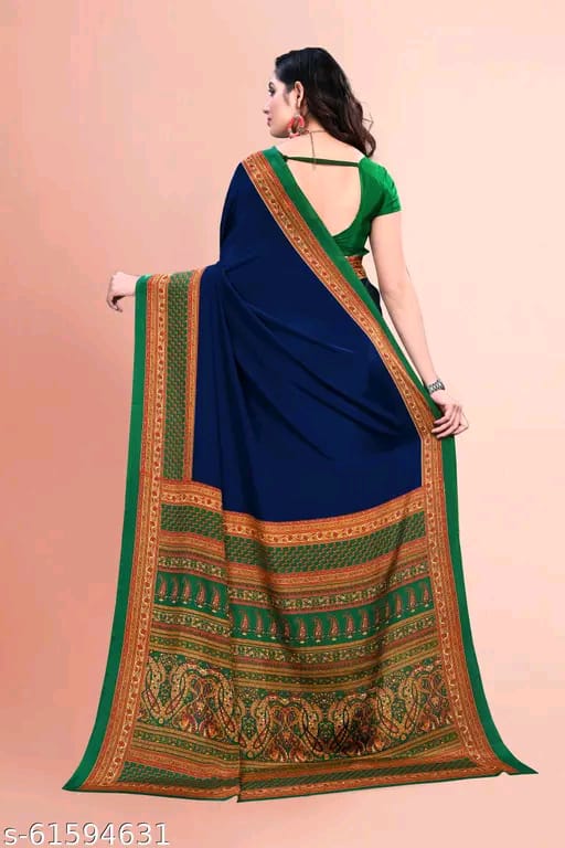 SM Women Crepe Solid Saree