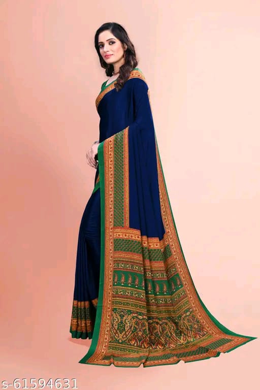 SM Women Crepe Solid Saree