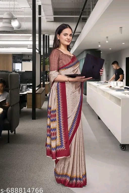 SM Women Crepe Printed Saree