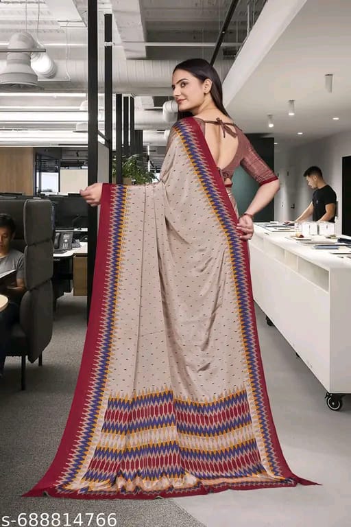 SM Women Crepe Printed Saree