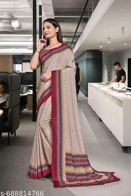 SM Women Crepe Printed Saree