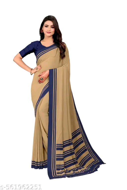 SM Women Crepe Solid Saree