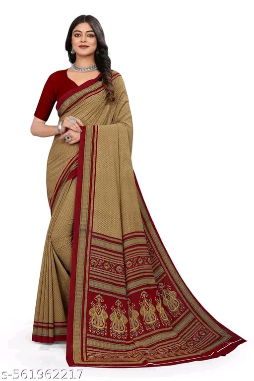 SM Women Crepe Printed Saree