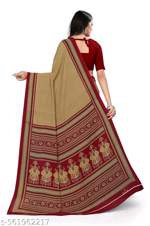 SM Women Crepe Printed Saree