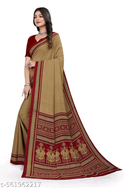 SM Women Crepe Printed Saree
