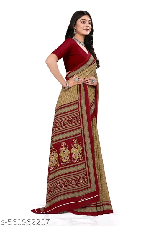 SM Women Crepe Printed Saree