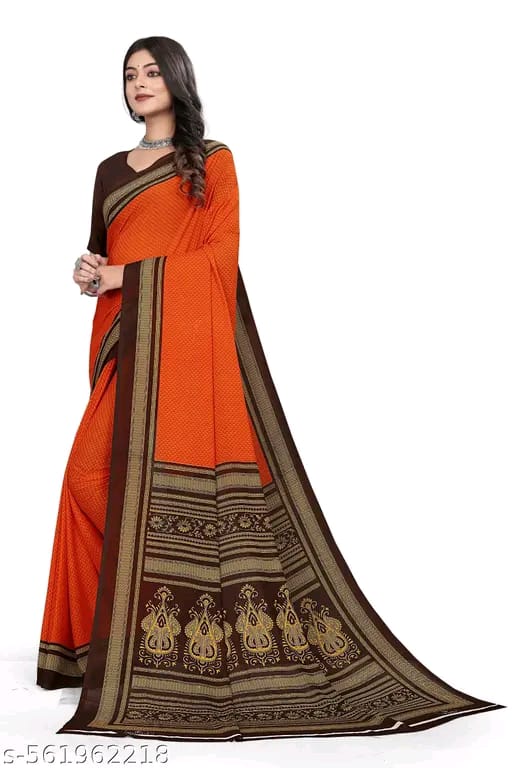 SM Women Crepe Printed Saree