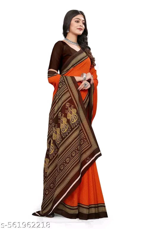 SM Women Crepe Printed Saree