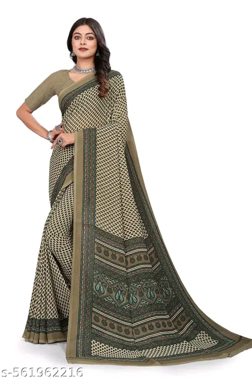 SM Women Crepe Printed Saree