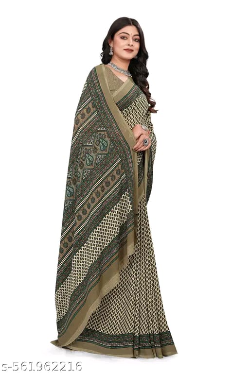 SM Women Crepe Printed Saree