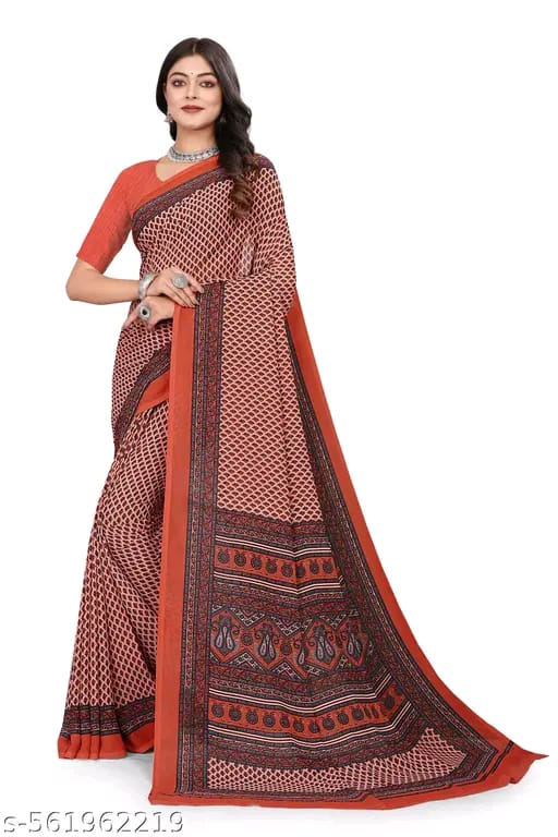 SM Women Crepe Printed Saree