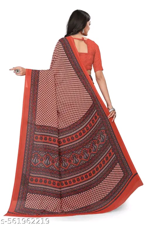 SM Women Crepe Printed Saree