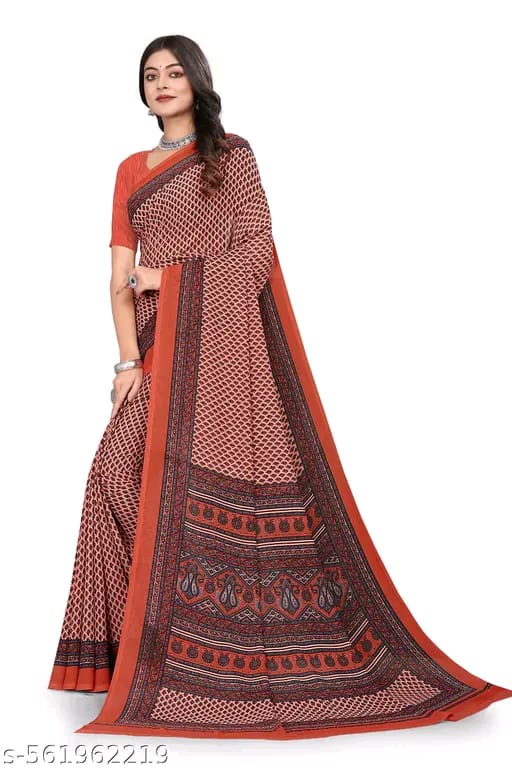 SM Women Crepe Printed Saree