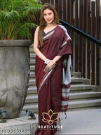 SM Women Khadi Cotton Solid Saree