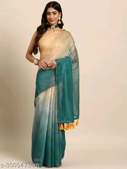 SM Women Cotton Blend Organza Saree