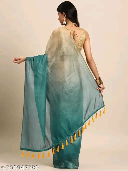 SM Women Cotton Blend Organza Saree