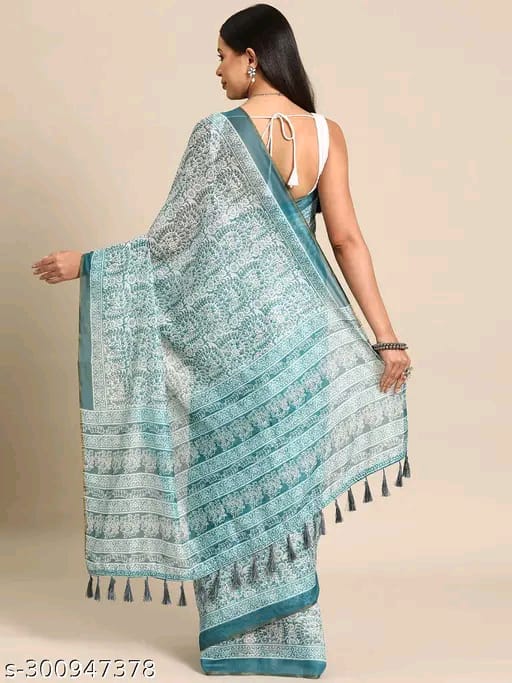 SM Women Cotton Blend Organza Saree