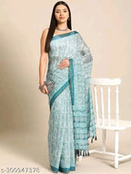 SM Women Cotton Blend Organza Saree