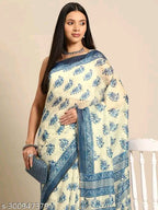 SM Women Cotton Blend Organza Saree