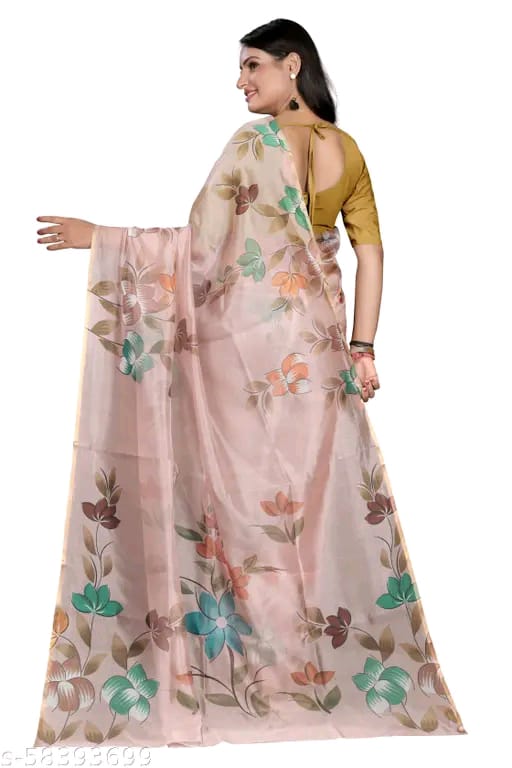 SM Women Organza Printed Saree